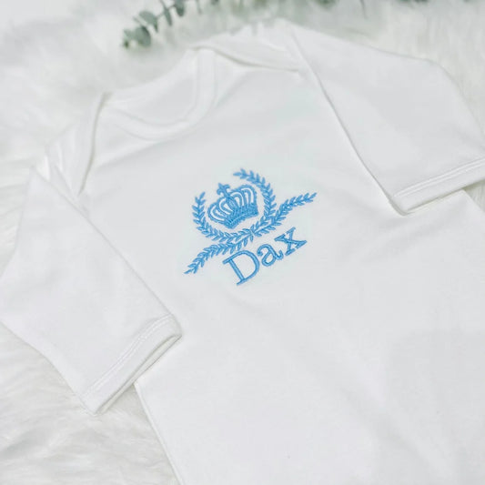 Embroidered Baby Sleep suit / Baby grow Crown design