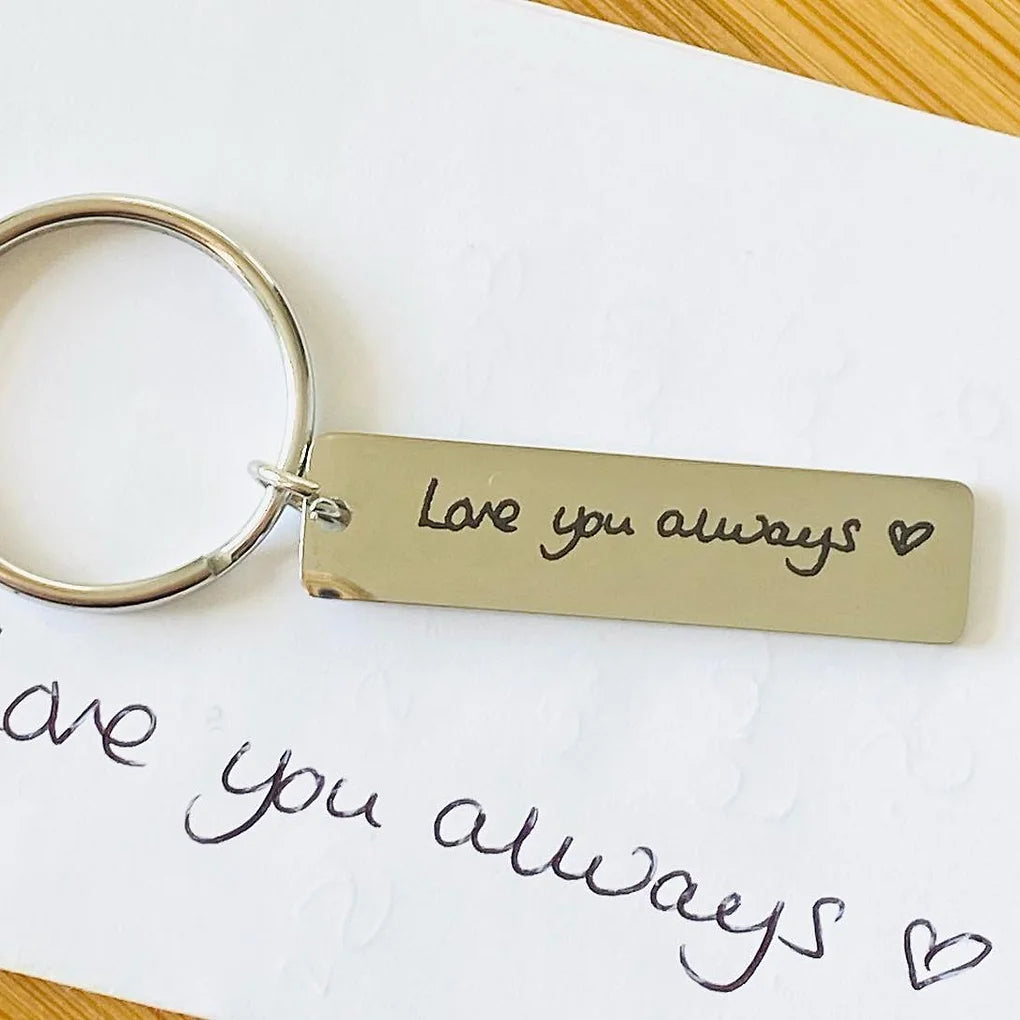 Engraved keyring with your handwritten message