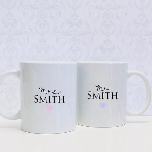 Personalised wedding gift - Personalised Set of MR & MRS Mugs