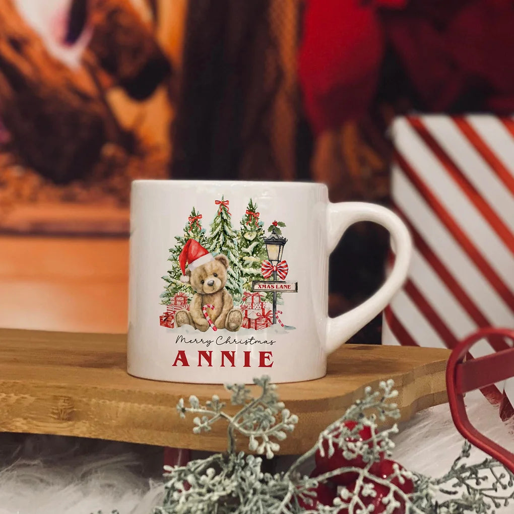 Personalised christmas bear  design 6oz  kids ceramic mug