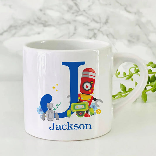 Personalised Childrens Robot theme Mug - 6 OZ Mug -