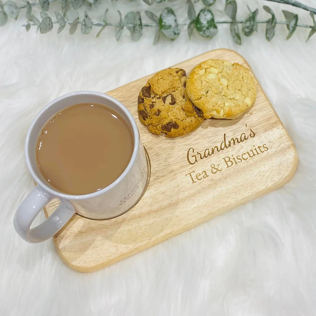 Personalised Tea & Biscuits Board - Mothers /fathers Day Gift - Biscuit Board