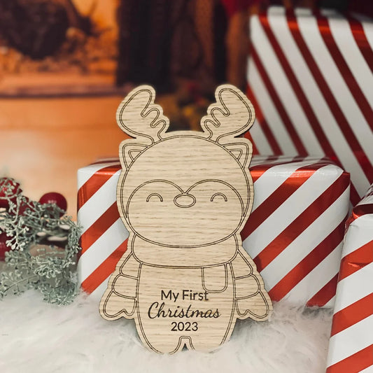 My first Christmas Reindeer wooden sign - photo prop - milestone