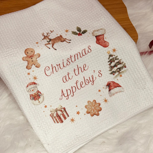 Personalised christmas tea towel