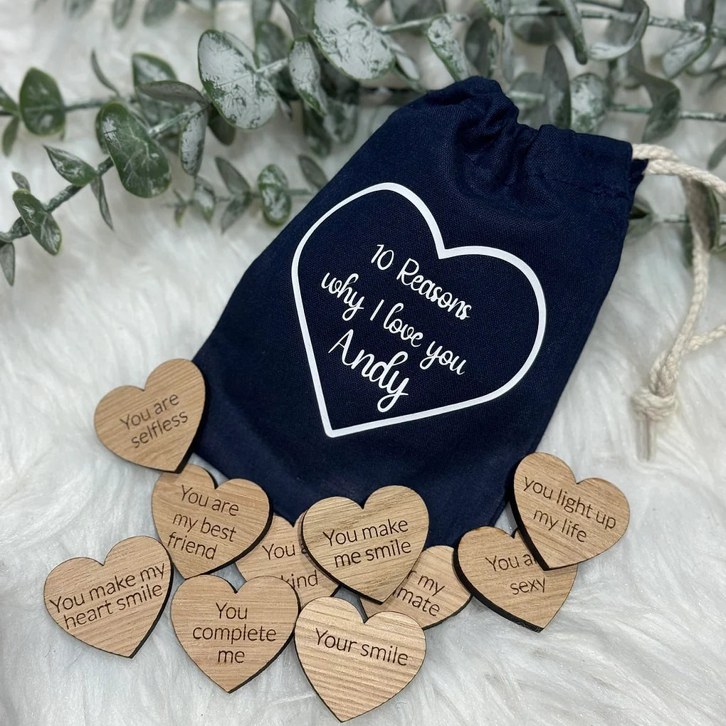 10 reasons I Love you tokens and bag