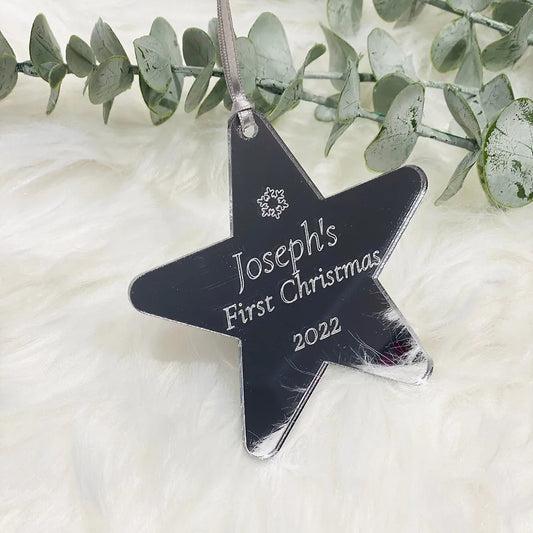 Babies first Christmas Mirrored Tree Decoration