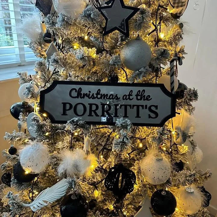 Christmas at the personalised family name acrylic sign