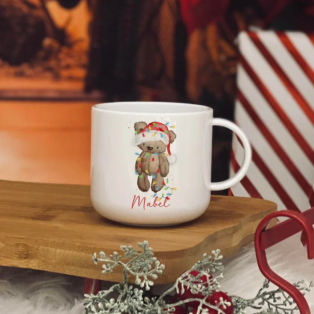 Personalised christmas bear with lights design  6oz unbreakable kids mug
