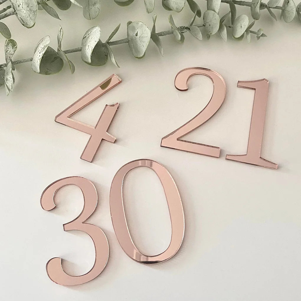 Silver Acrylic Number Cake Charm - Topper - Mirrored Acrylic
