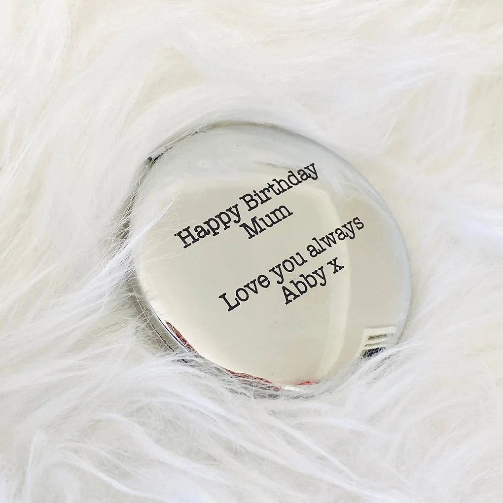 Personalised Engraved Silver Compact Mirror.
