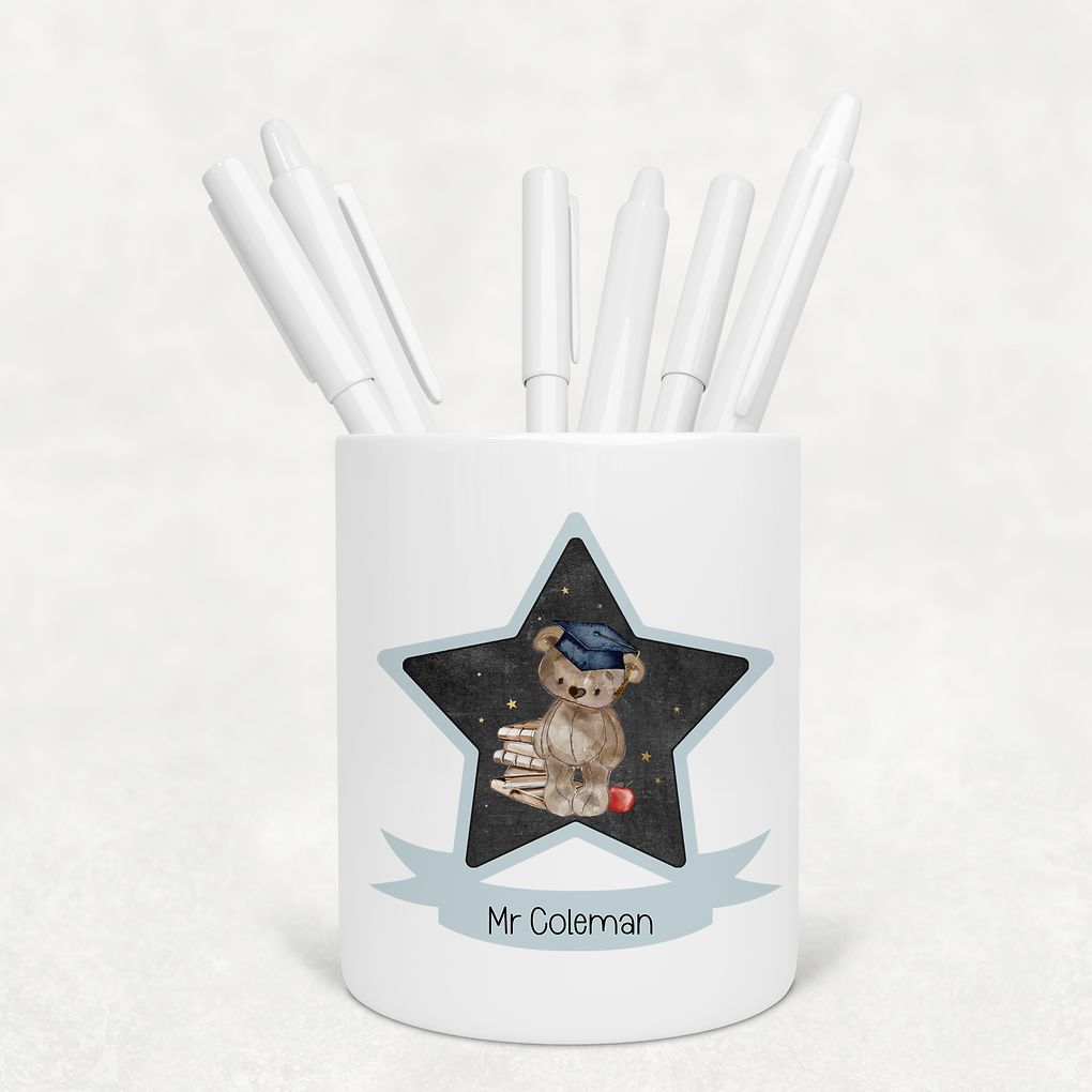 Personalised Pen Pot - Teacher Gift -  Cute bear design