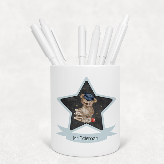 Personalised Pen Pot - Teacher Gift -  Cute bear design