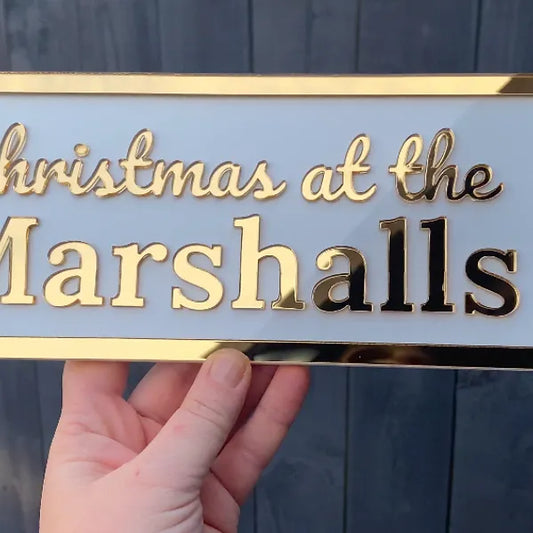 Christmas at the personalised family name acrylic sign
