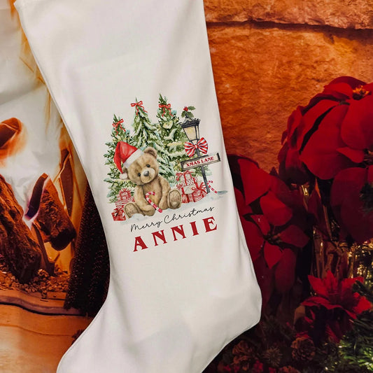 Personalised Christmas Stocking - Bear christmas Design.