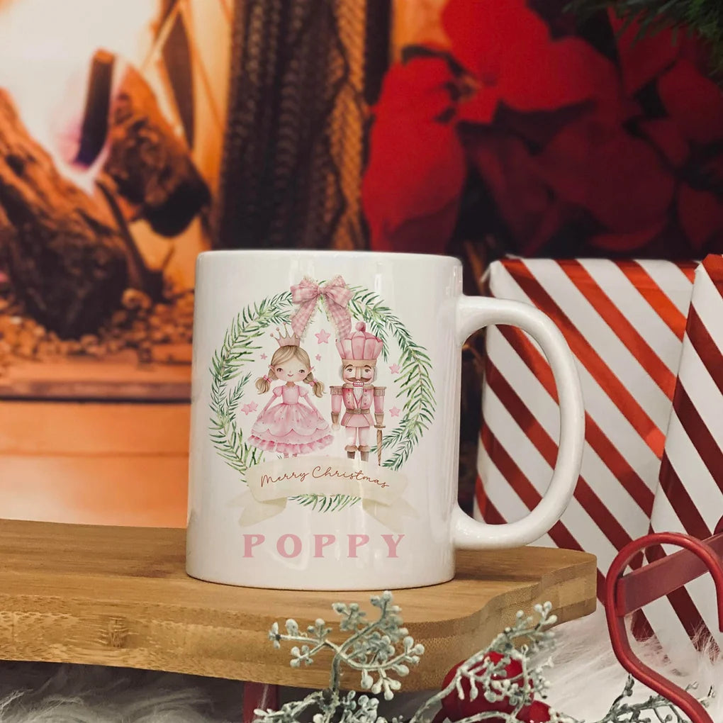 Personalised  Pink nut cracker   christmas mug 11oz