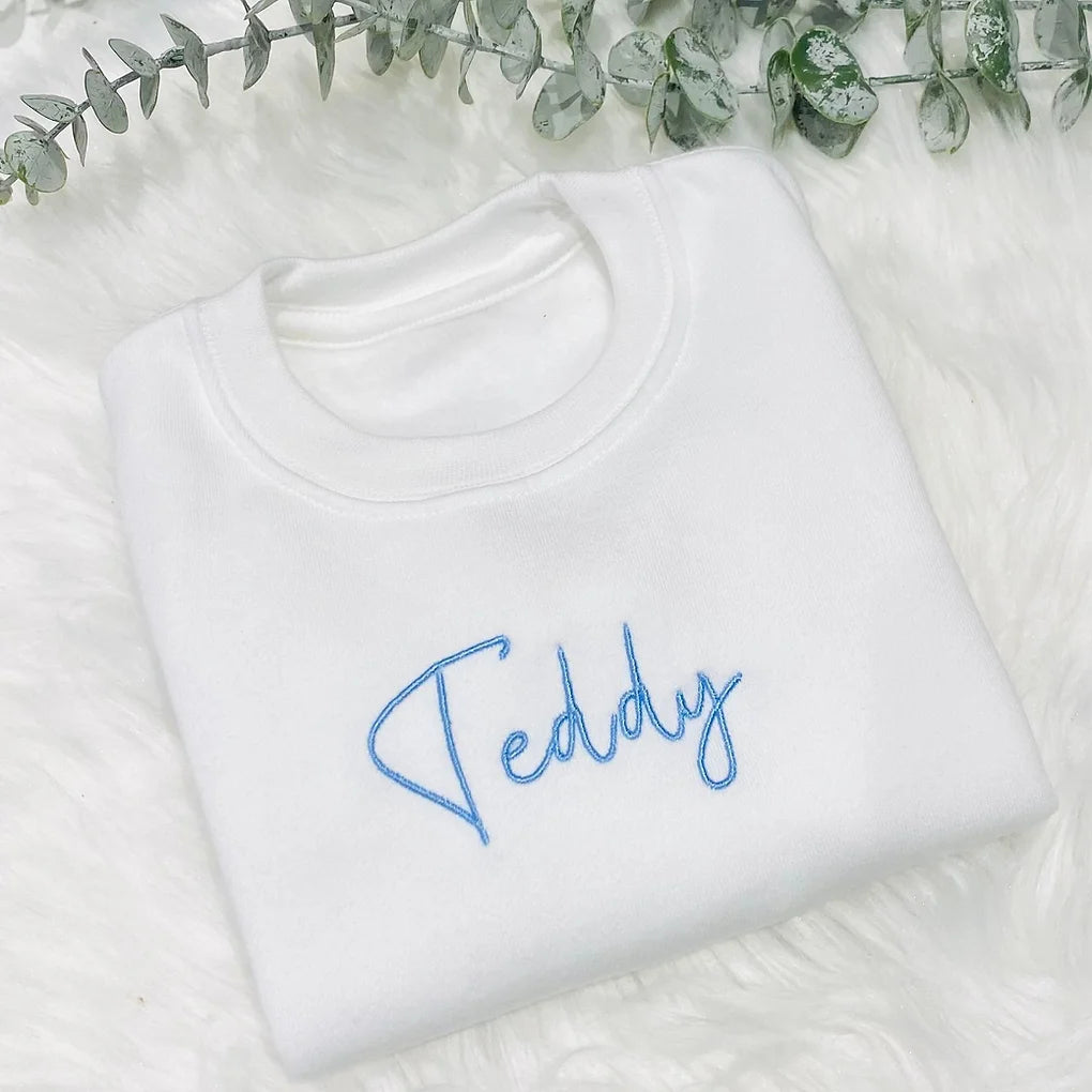 White Signature Style Embroidered Sweater