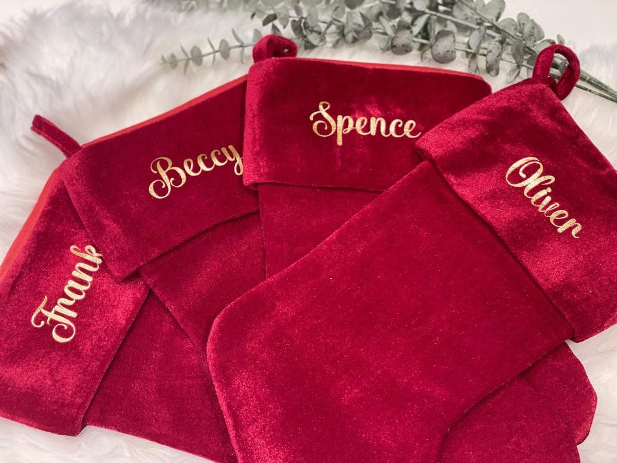 Personalised Red Velvet Christmas Stocking