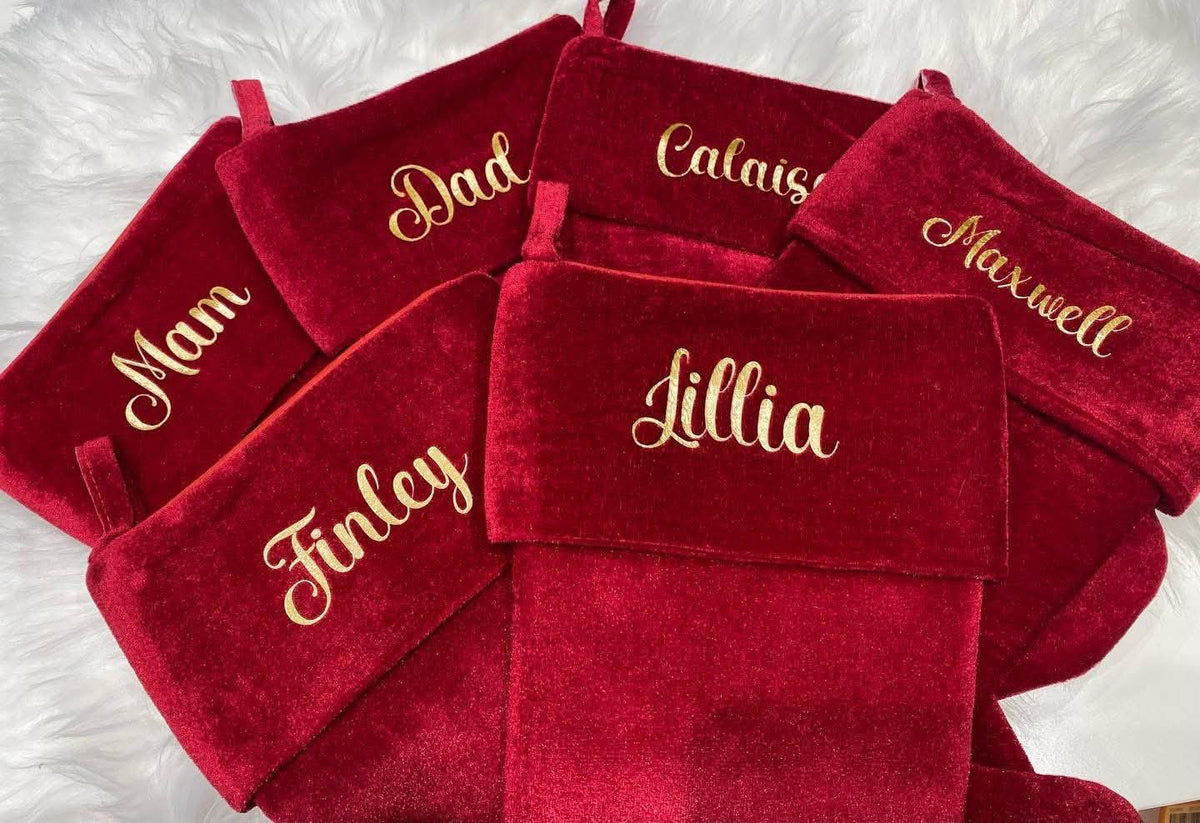 Personalised Red Velvet Christmas Stocking