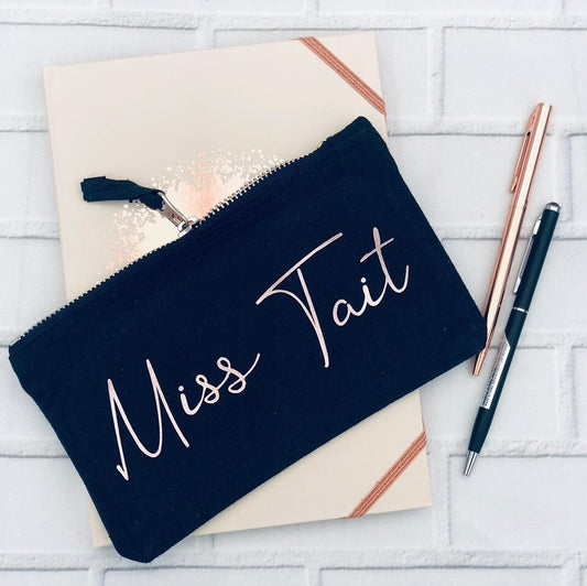 Personalised Pencil case - Teacher Gift - bridesmaid - navy