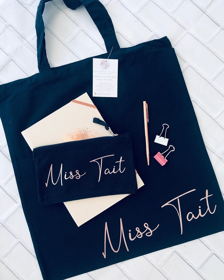 Personalised Tote Bag & Pencil Case - Teacher Gift - Bridesmaid Gift -