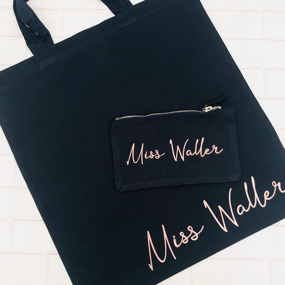 Personalised Tote Bag & Pencil Case - Teacher Gift - Bridesmaid Gift -