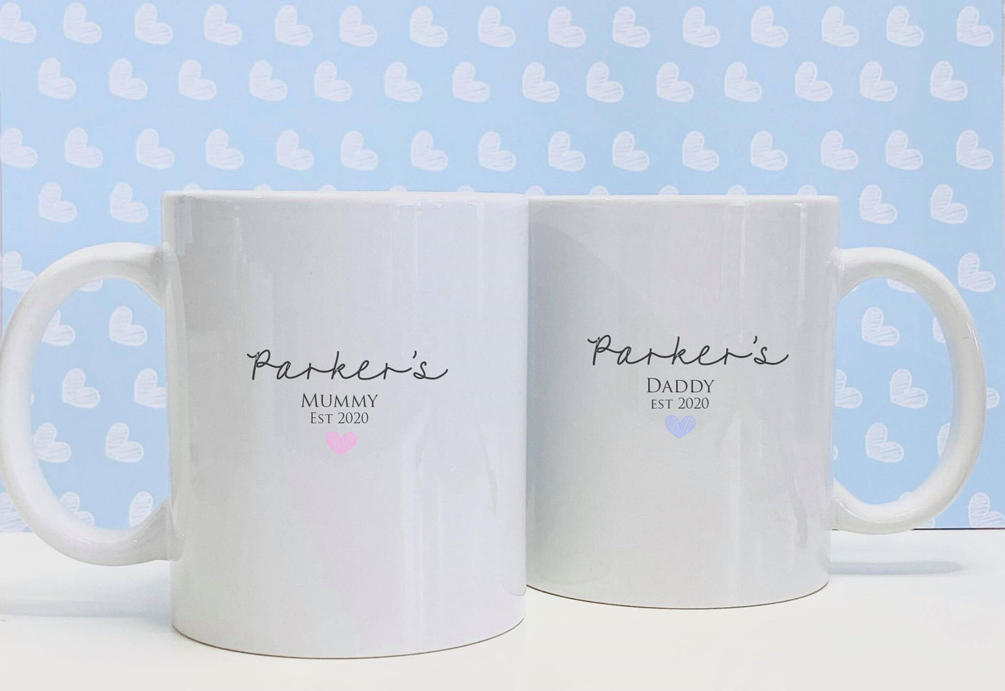 Personalised New Parents gift - Personalised Set of Mugs  - New Mum Gift - New Dad Gift