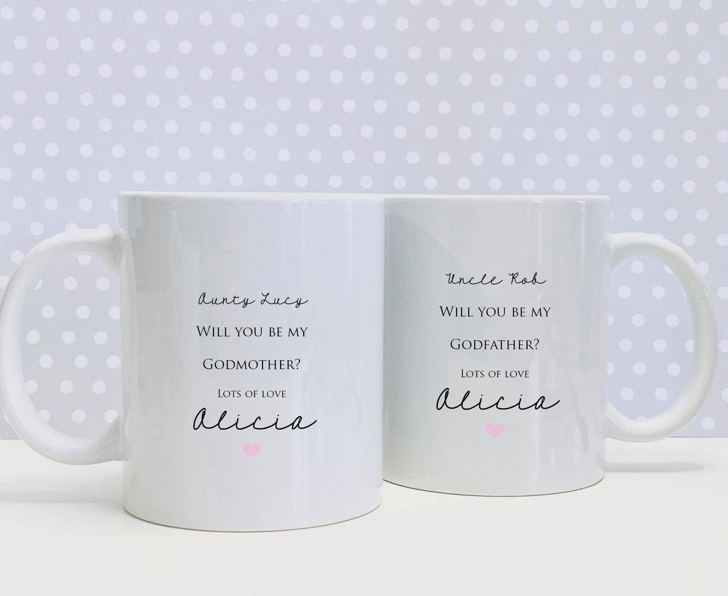 Personalised God Parents Proposal gift - Personalised Set of Mugs  - God Mother Gift - God Father Gift