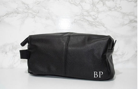 Personalised Wash Bag - Mens Gift - Toiletry bag- Leather Look Wash Bag - gifts for him.