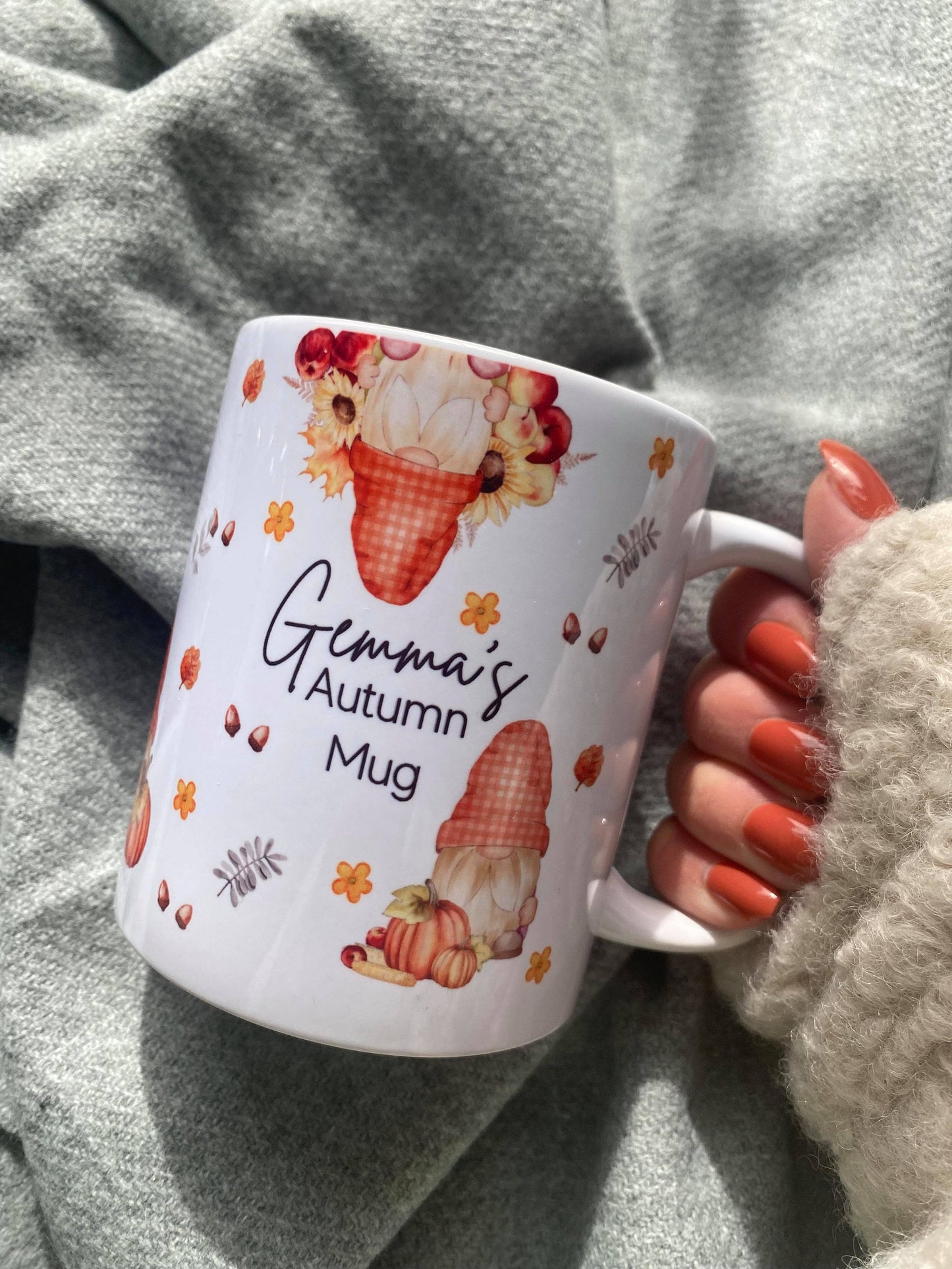 Personalised Autumn Gnomes Mug - Personalised fall mug - Tea & Coffee Mug -