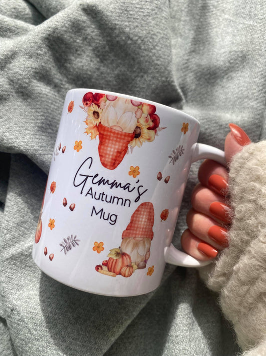 Personalised Autumn Gnomes Mug - Personalised fall mug - Tea & Coffee Mug -