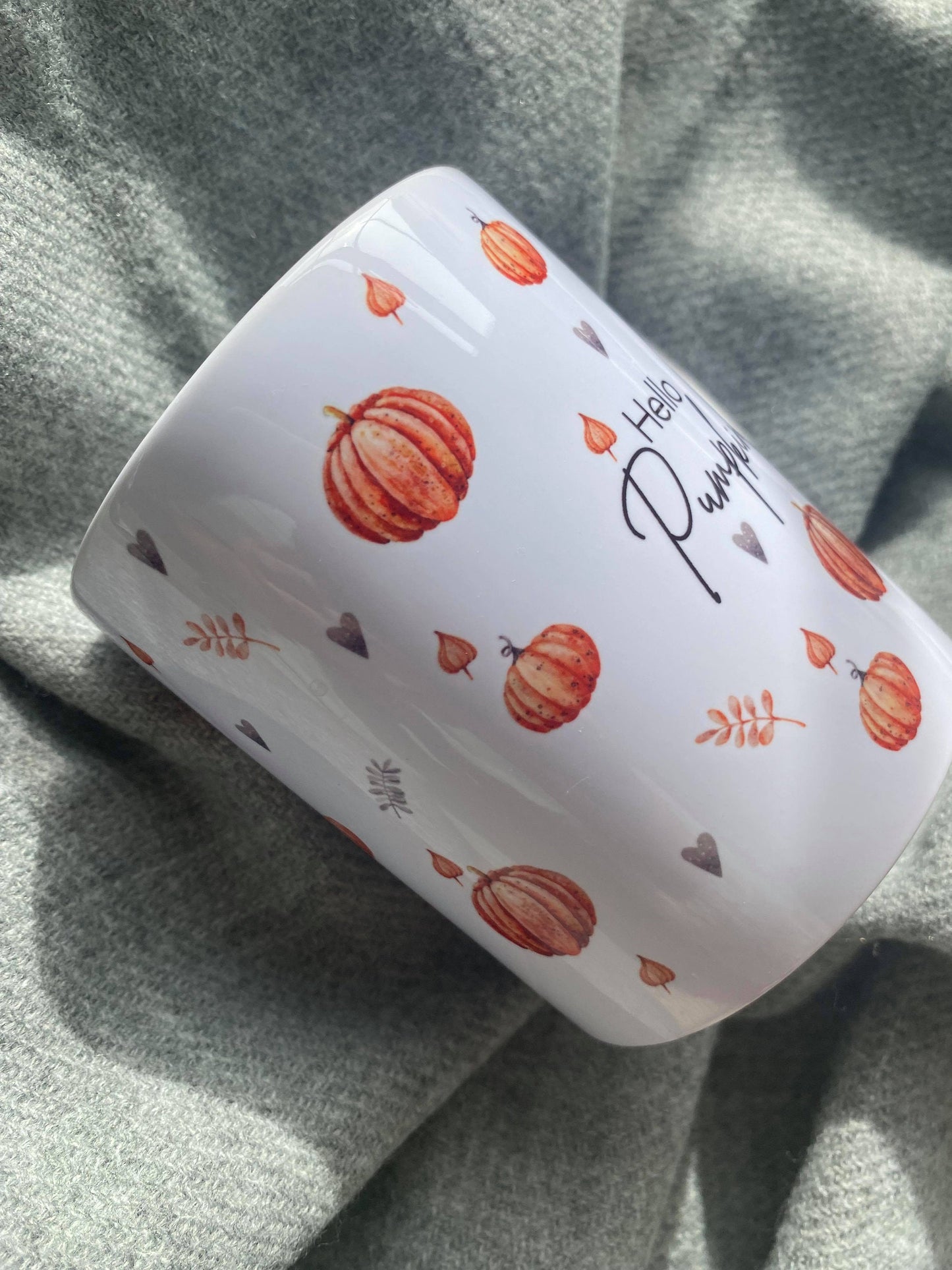 Personalised Autumn Hello Pumpkin Mug - Personalised fall mug - Tea & Coffee Mug -