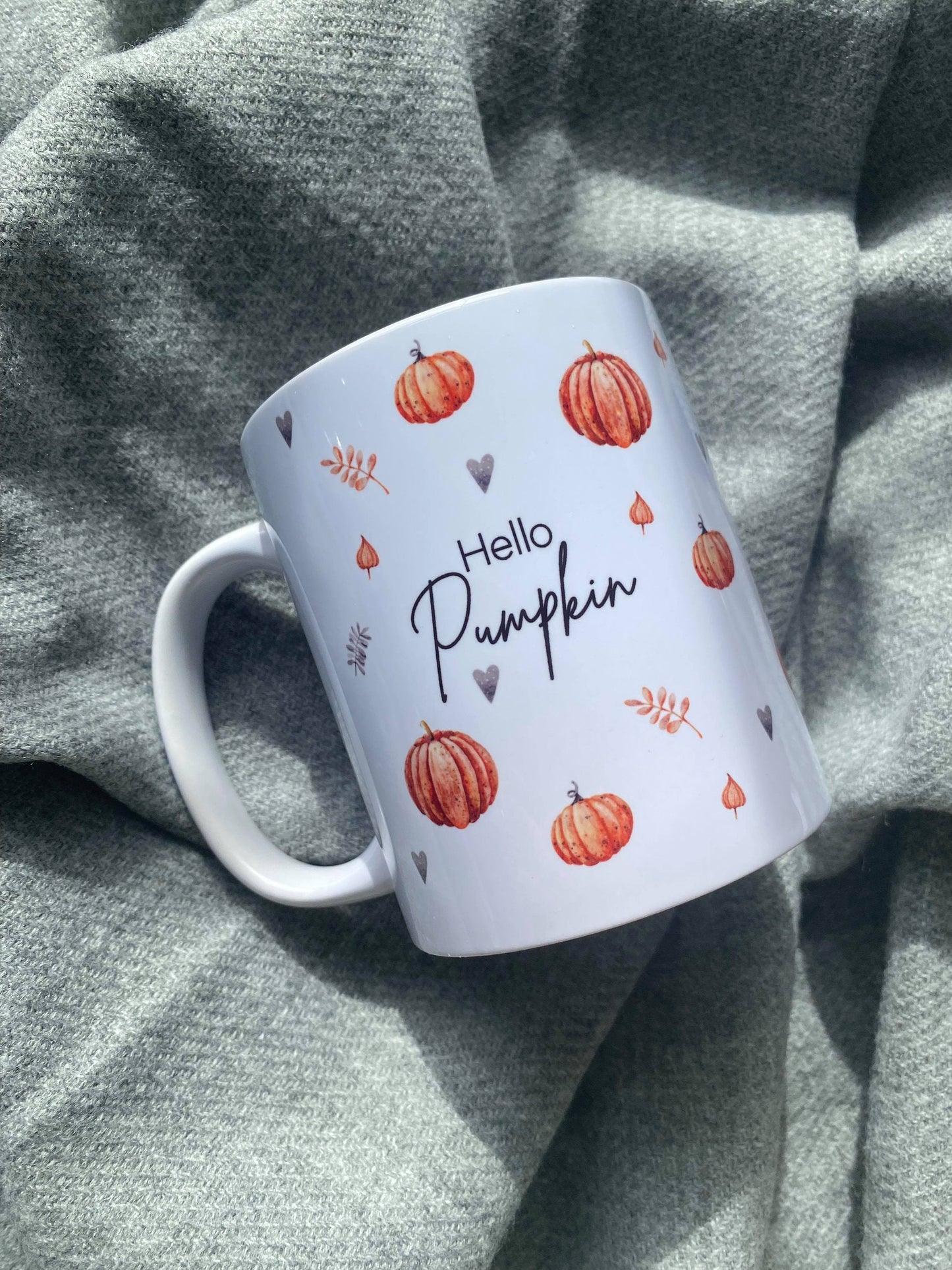 Personalised Autumn Hello Pumpkin Mug - Personalised fall mug - Tea & Coffee Mug -
