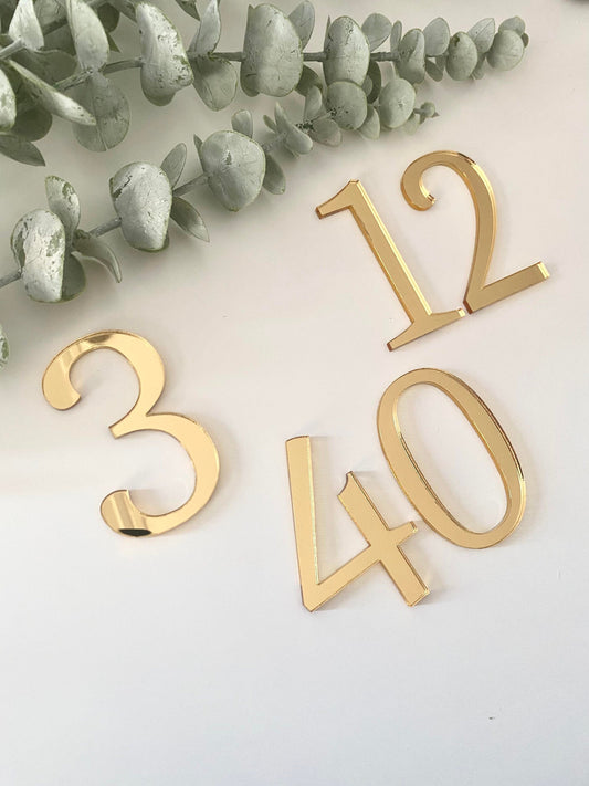 Acrylic Number Cake Charm - Topper - Mirrored Acrylic