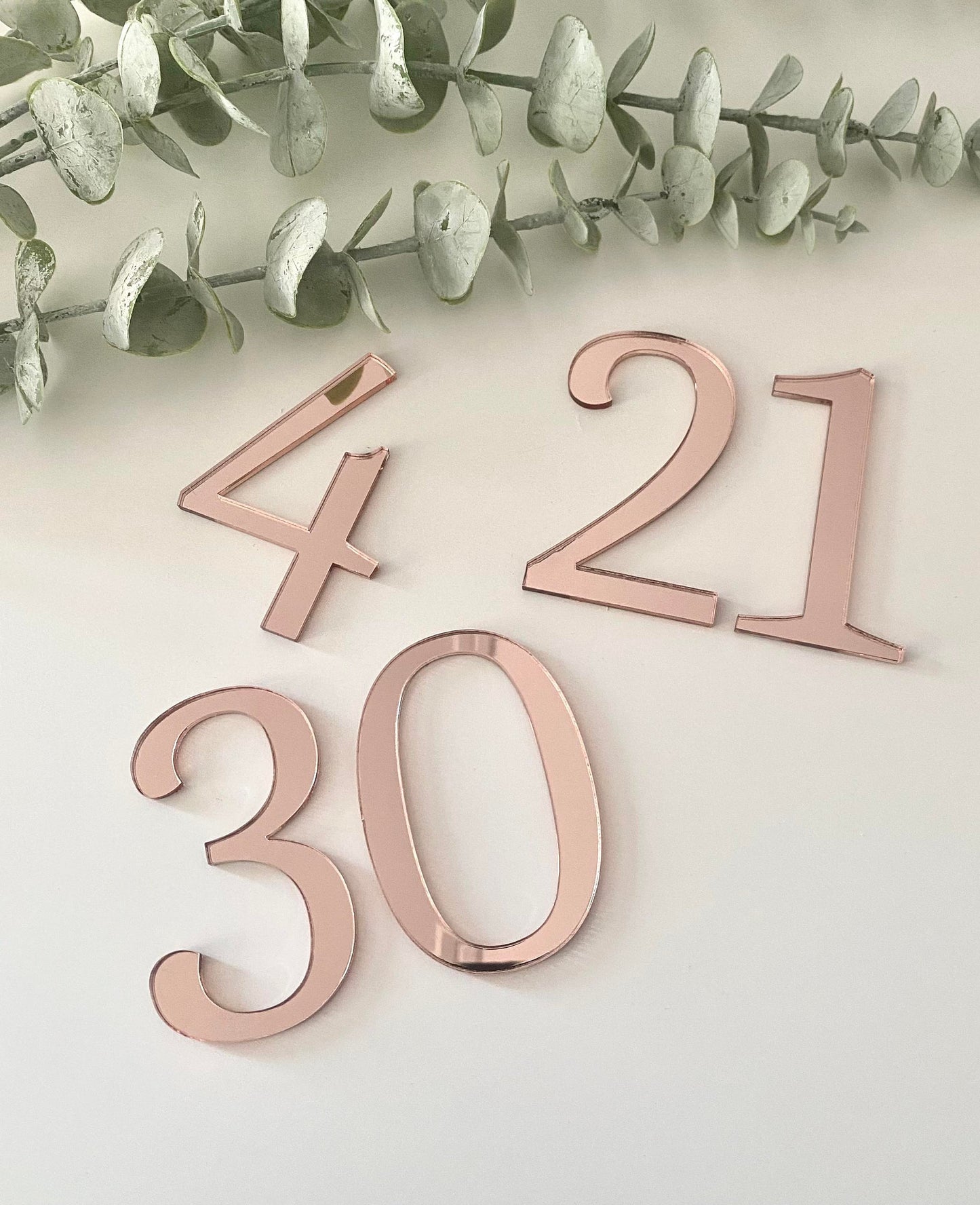 Acrylic Number Cake Charm - Topper - Mirrored Acrylic