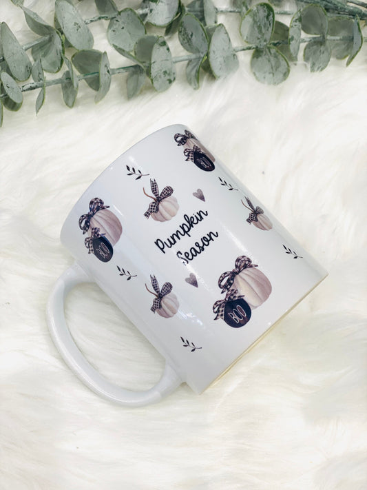 Personalised Autumn Pumpkin Season Mug - Personalised fall mug - Tea & Coffee Mug - monochrome