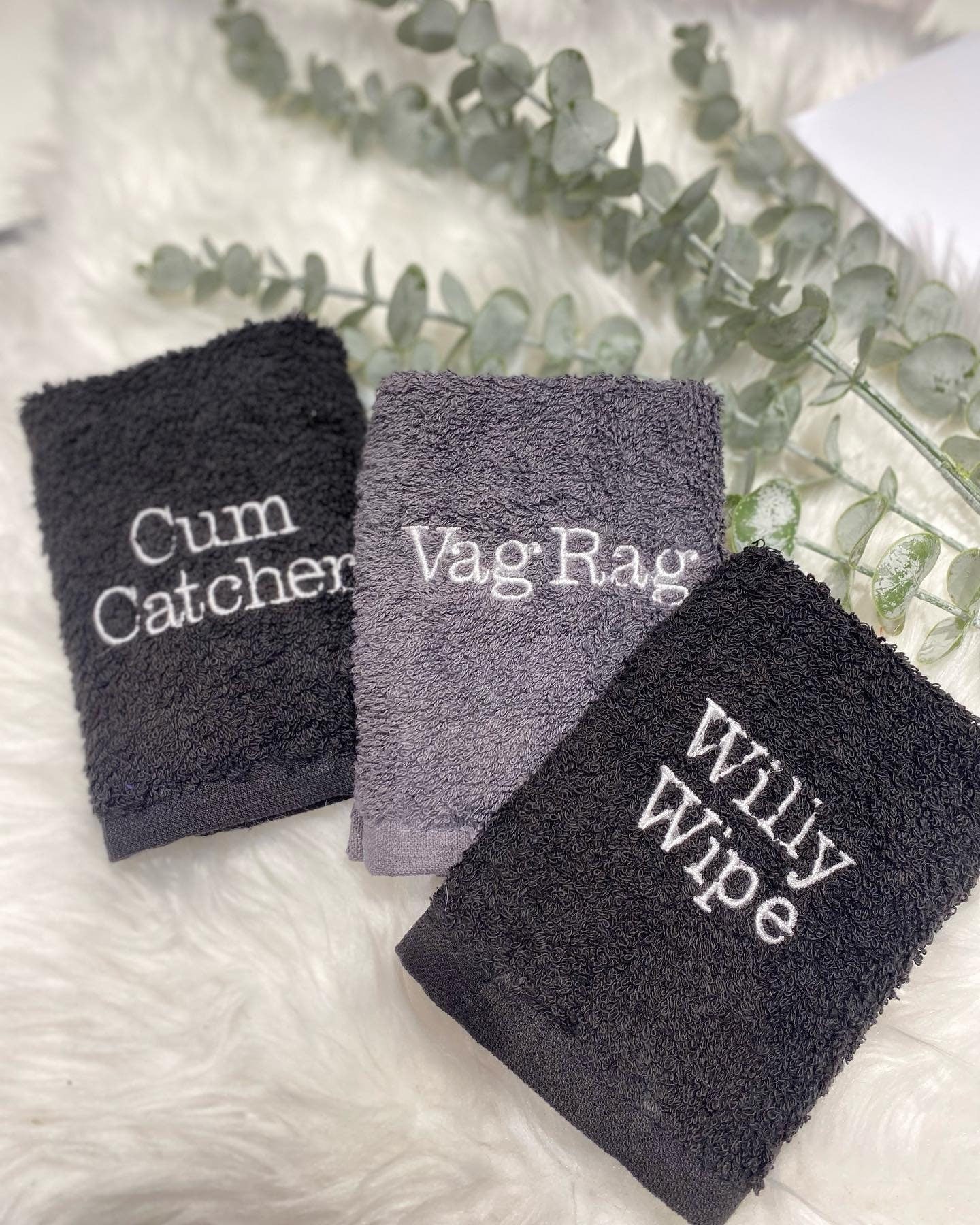 Funny Flannel- Funny Valentines gift - Novelty Flannel wash cloth - willy wipe - vag rag - cum catcher - rude valentines gift