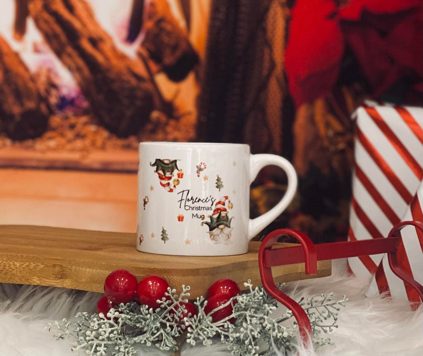 Childrens Mug - Christmas Eve Mug - 6 OZ Mug - Elf Gnome / Gonk Theme - Christmas Eve Mug