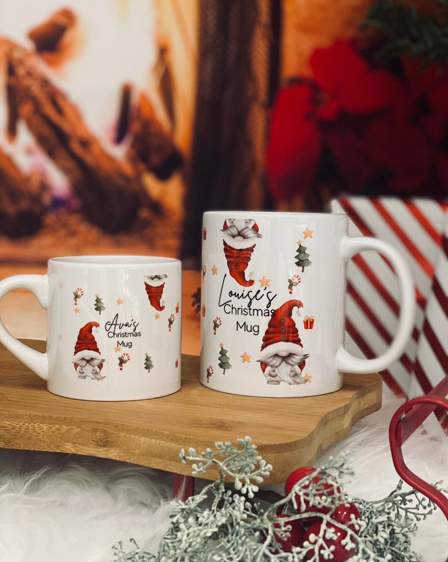 Childrens Mug - Christmas Eve Mug - 6 OZ Mug - Santa Gnome / Gonk Theme - Christmas Eve Mug