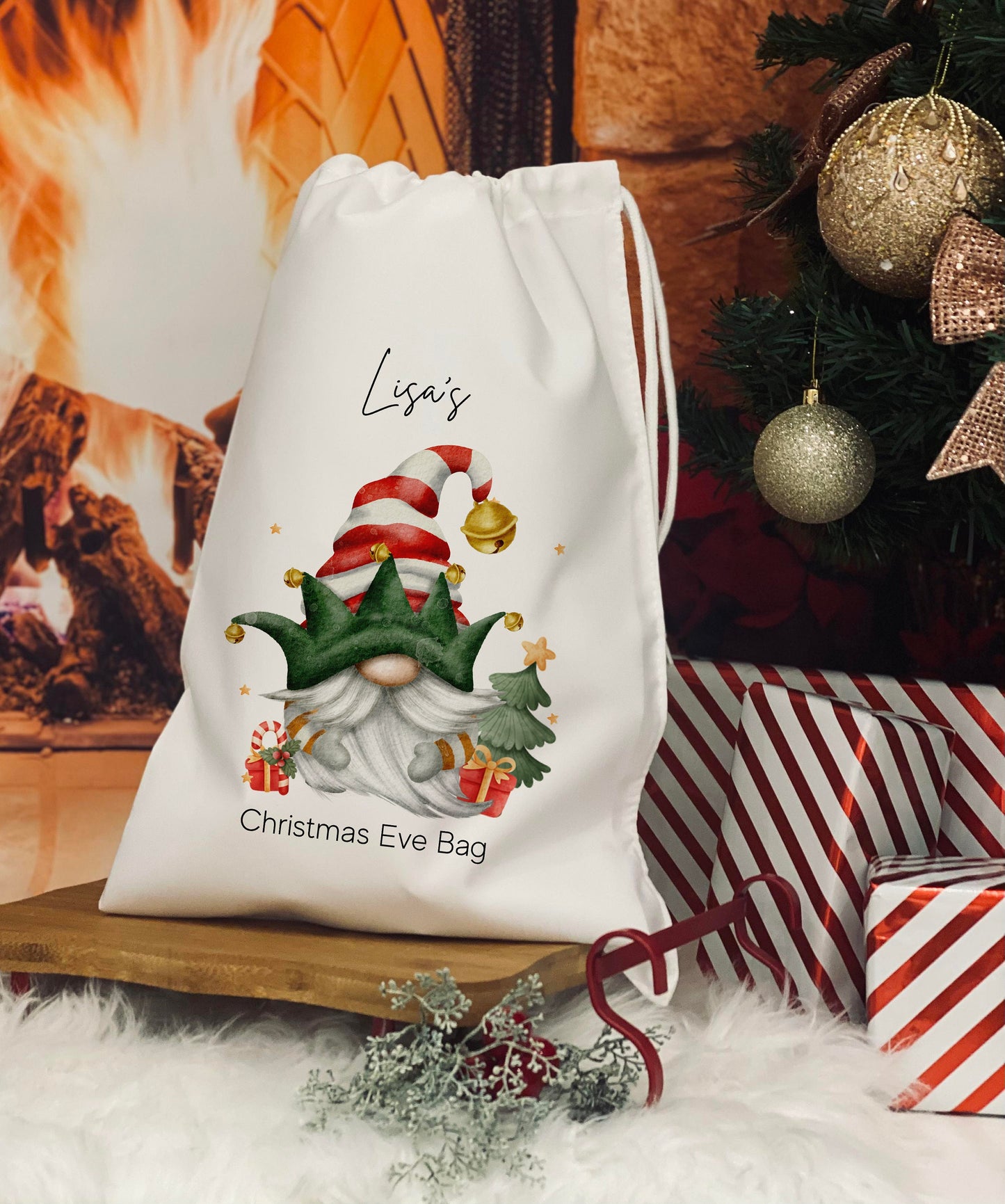 Personalised Christmas Eve Bag - Treat Bag - Christmas Eve Treat Bag - Christmas Elf Gnome / Gonk