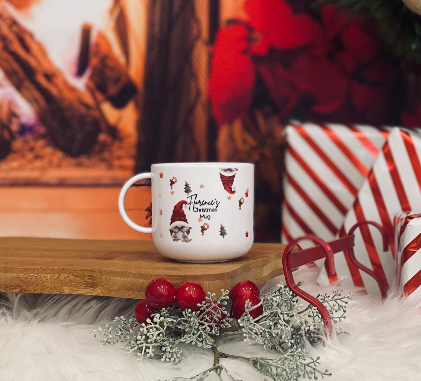 Personalised Children's Christmas Mug - 6 oz unbreakable kids mug - Christmas Elf Gnome / Gonk  Theme Kids Christmas Eve Cup