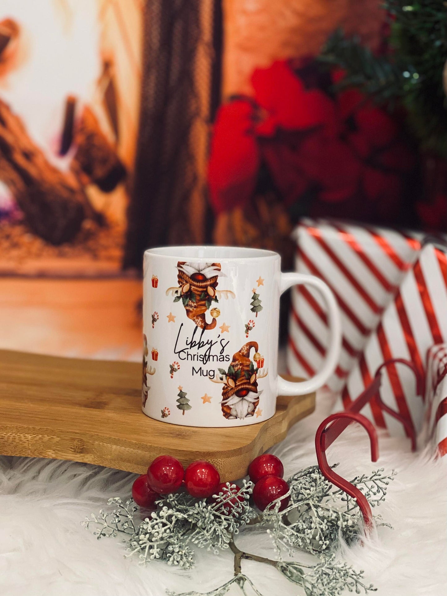 Personalised Christmas Mug - Reindeer Gnome / Gonk Theme Christmas Eve Mug - 11oz Mug - Santa Theme - Family Christmas Mugs