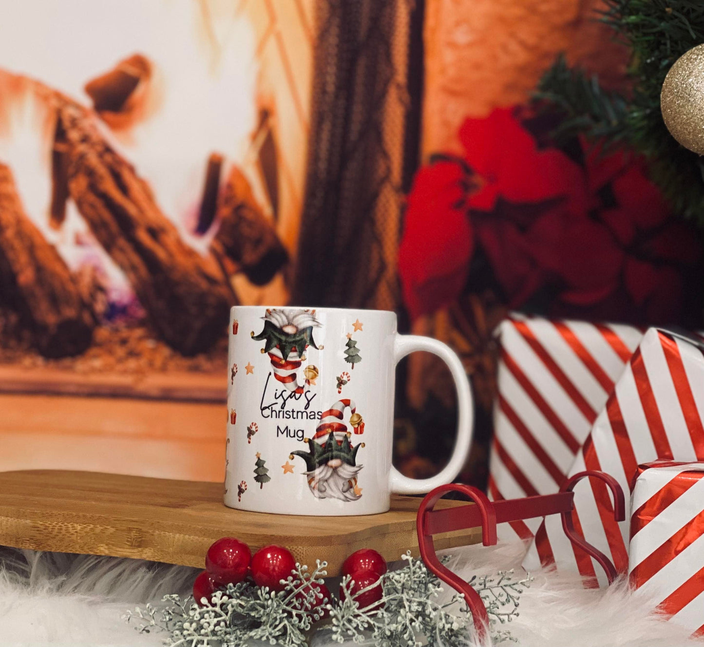 Childrens Mug - Christmas Eve Mug - 6 OZ Mug - Elf Gnome / Gonk Theme - Christmas Eve Mug