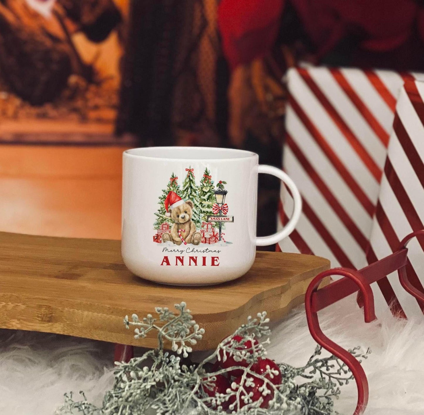 Personalised bear christmas 6oz unbreakable kids mug - christmas eve mug - matching family mugs