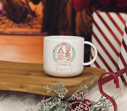 Personalised pink nutcracker christmas 6oz unbreakable kids mug - christmas eve mug - matching family mugs