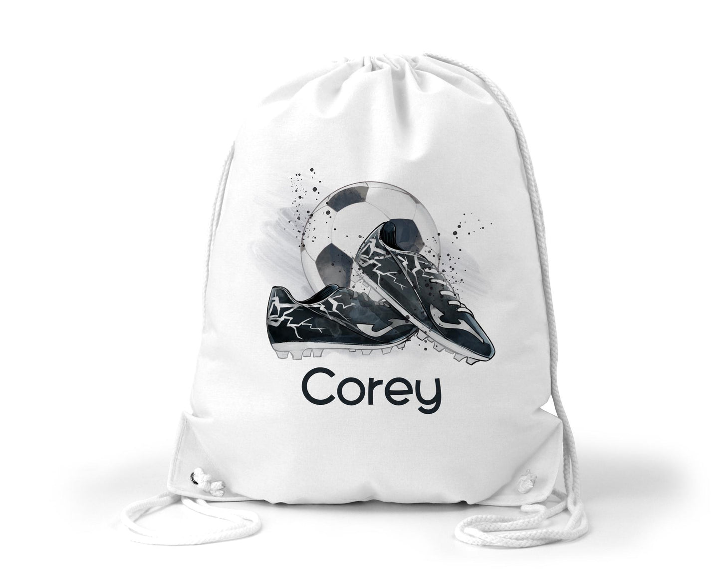 Personalised football theme drawstring bag - nursery bag - school bag
